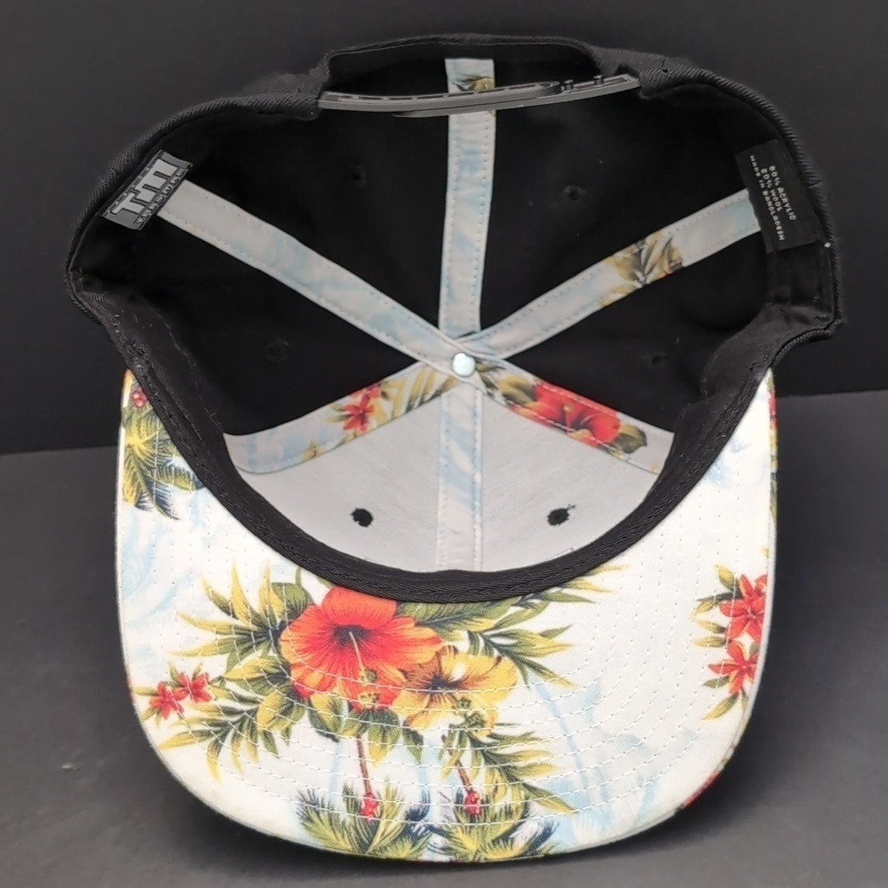 Toby Mac,Yupoong The Classic Men's Black/Floral Snapback Flat Bill Hat. - Picture 7 of 9